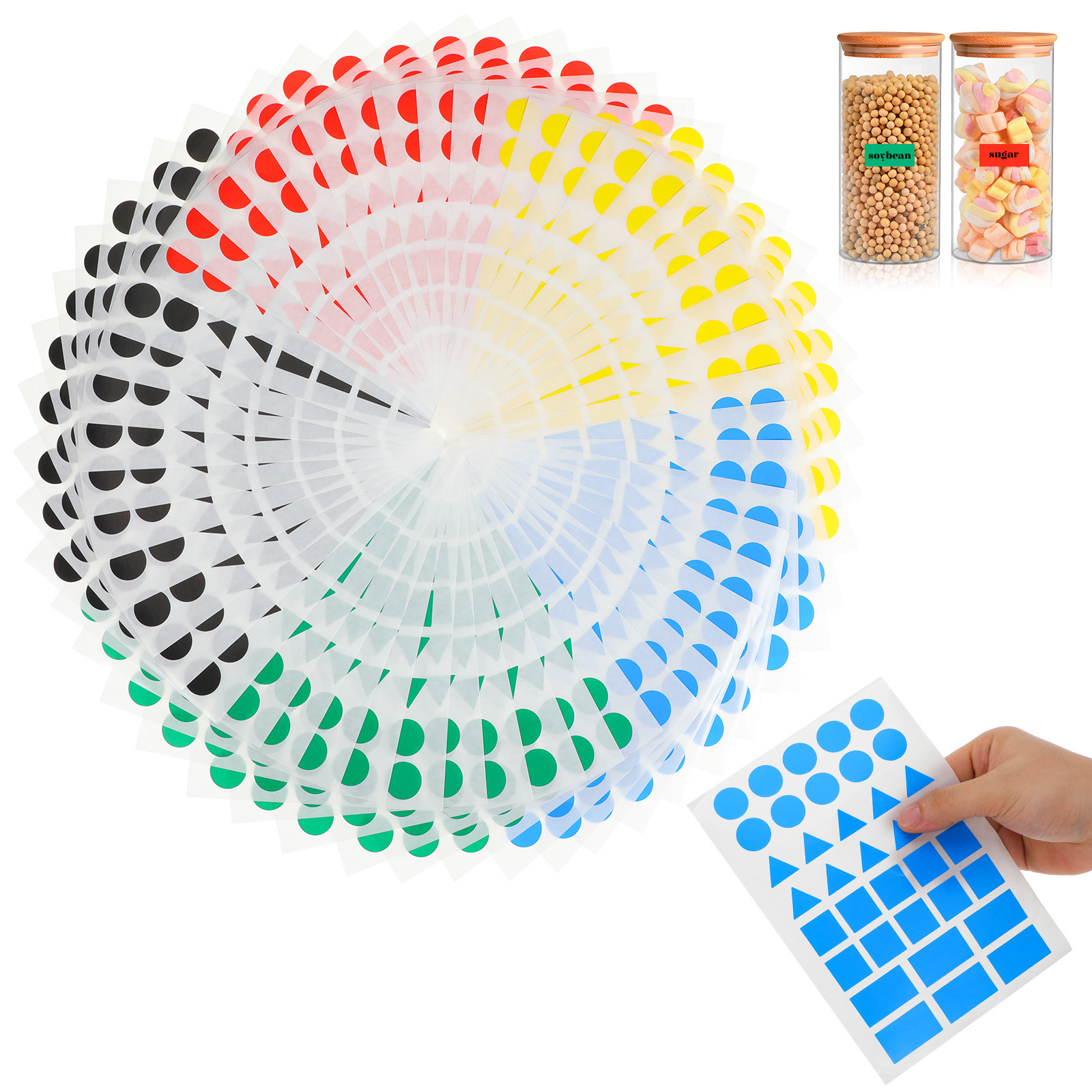Food Storage Label - 50 Sheets Color-Coded Labels Multi-Shaped Color