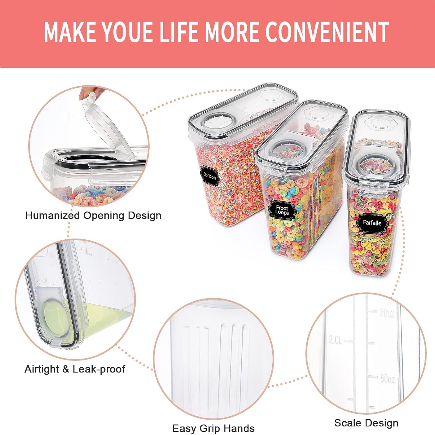 2.5L Cereal Storage Containers - Food Storage Label ulasan dan harga