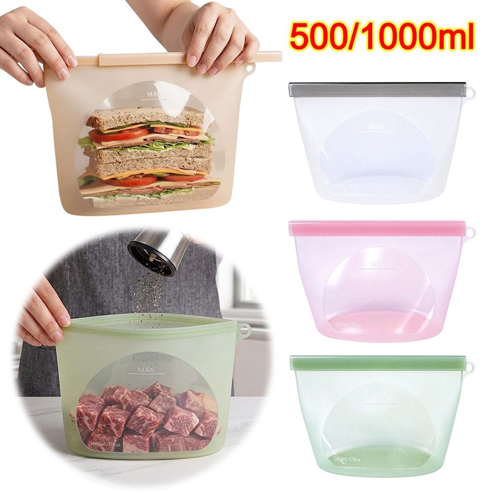 Silicone Food Preservation Bag - Food Storage Zipper Bags ulasan dan harga