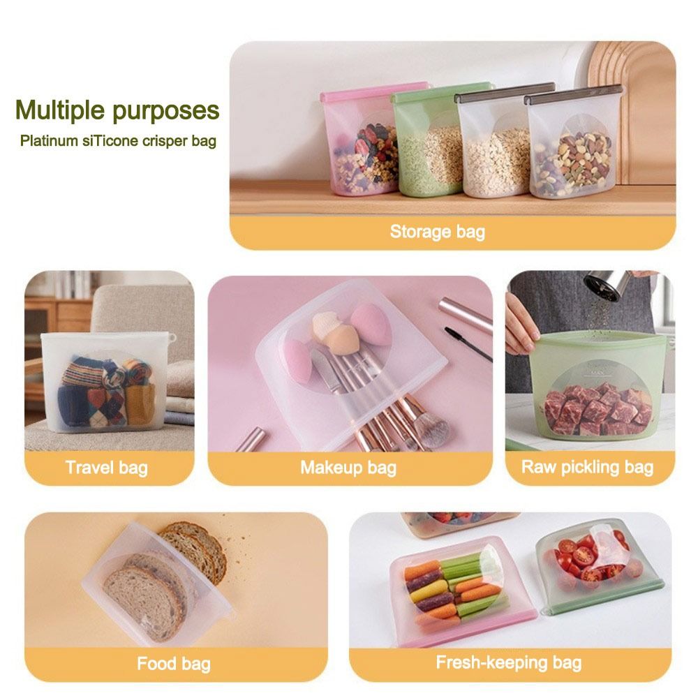 Silicone Food Preservation Bag - Food Storage Zipper Bags ulasan dan harga