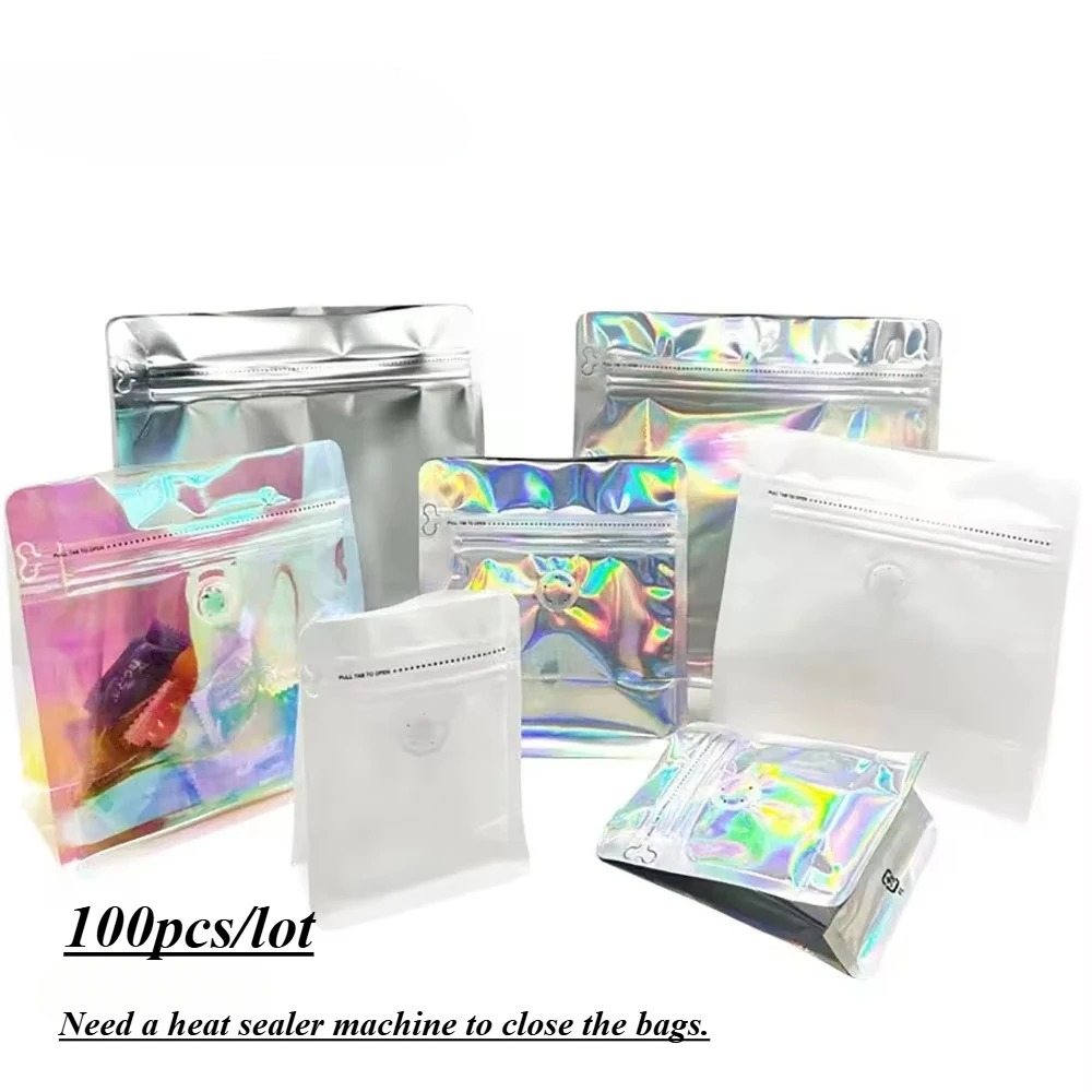 100pcs Pink Rainbow Laser Holo - Food Storage In Mylar Bags ulasan dan harga