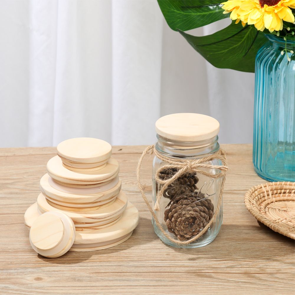 Various Sizes Reusable Wooden  - Mason Jar Wide Mouth ulasan dan harga