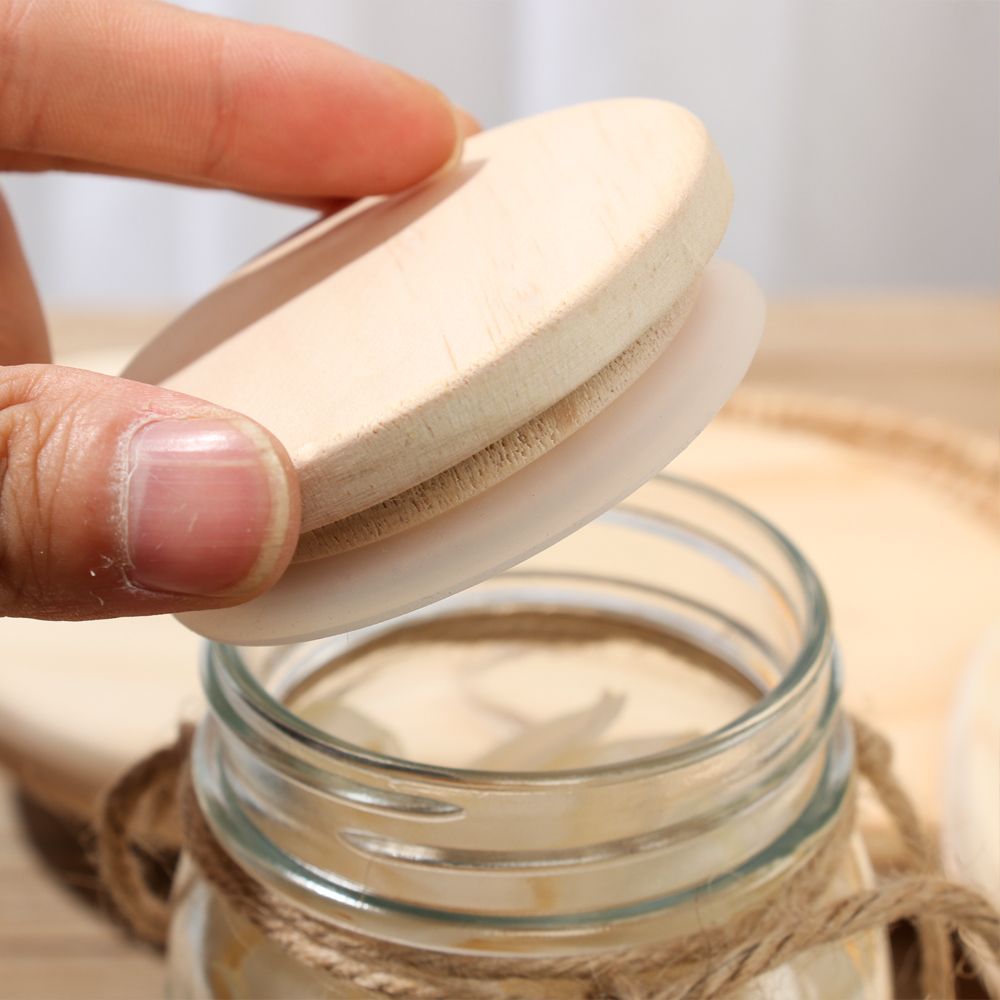 Various Sizes Reusable Wooden  - Mason Jar Wide Mouth ulasan dan harga