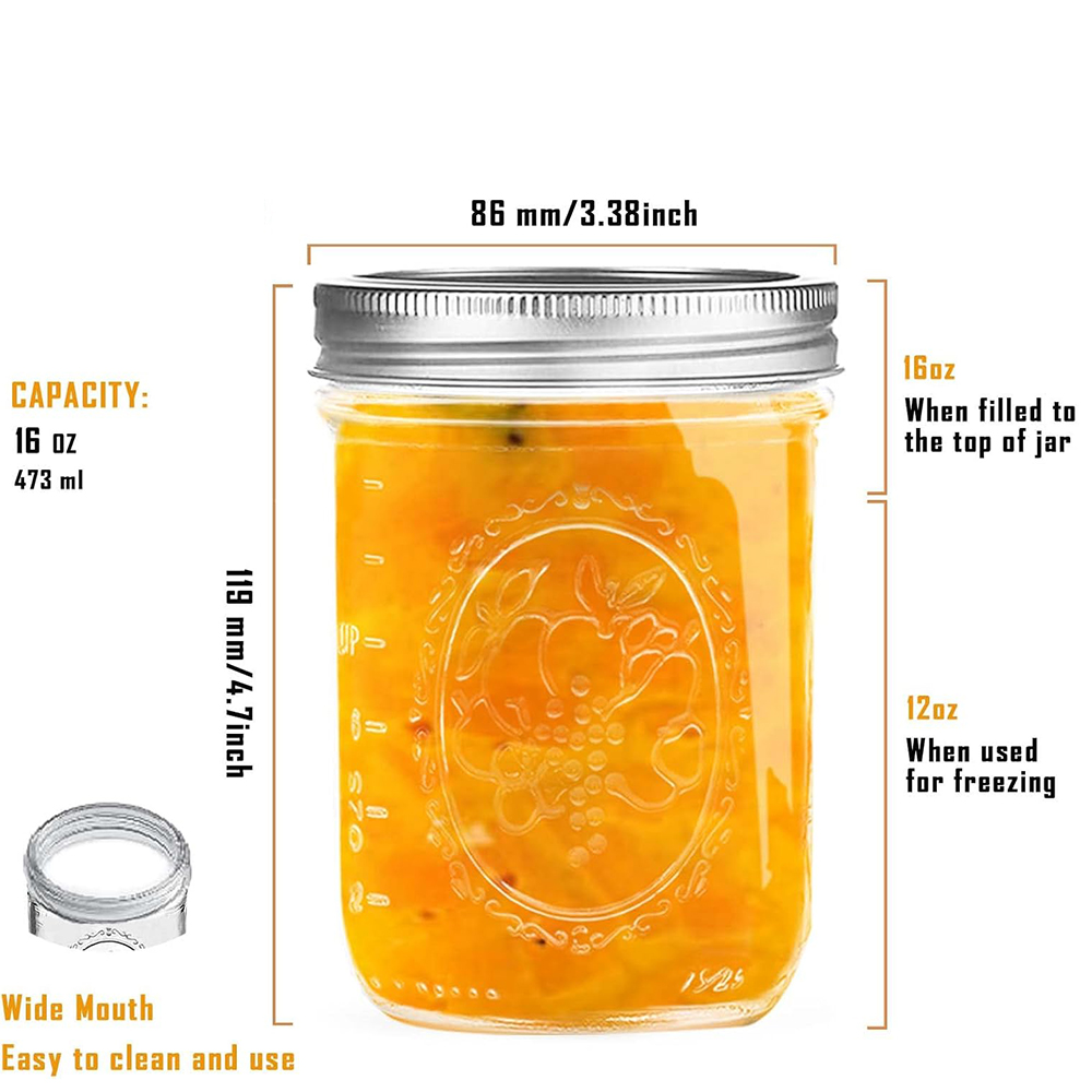16oz Wide Mouth Mason Jars wit - Mason Jar Wide Mouth ulasan dan harga