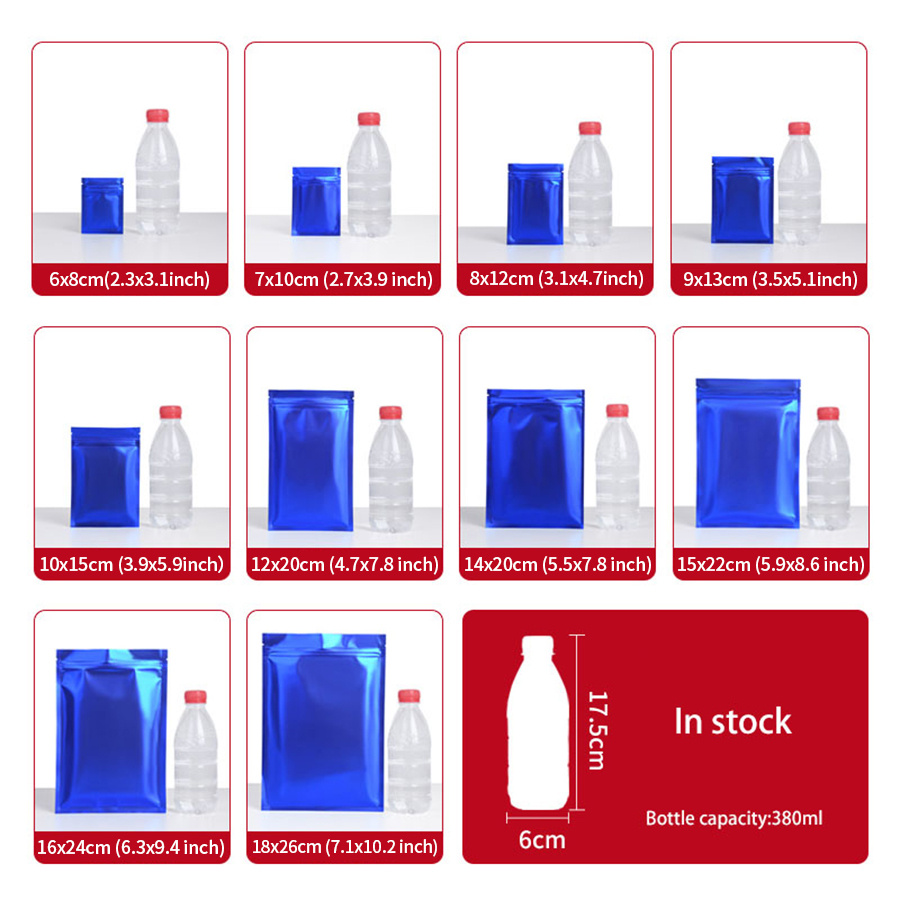 100pcs Matte Blue Foil Zipper  - Food Storage Zipper Bags ulasan dan harga