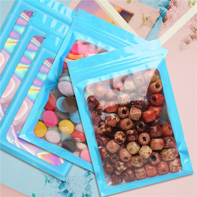 ABWZ-300Pcs Resealable Hologra - Food Storage In Mylar Bags ulasan dan harga