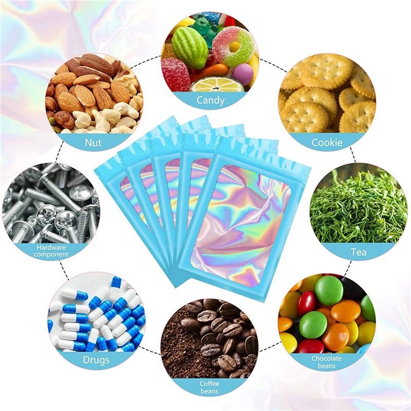 ABWZ-300Pcs Resealable Hologra - Food Storage In Mylar Bags ulasan dan harga