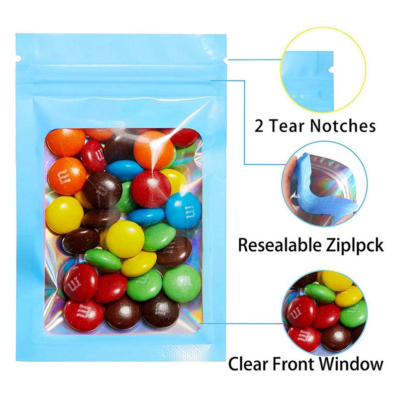 ABWZ-300Pcs Resealable Hologra - Food Storage In Mylar Bags ulasan dan harga