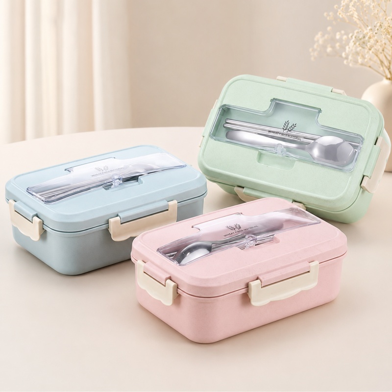 Wheat Straw Lunch Box Microwav - Food Storage Oven Safe ulasan dan harga